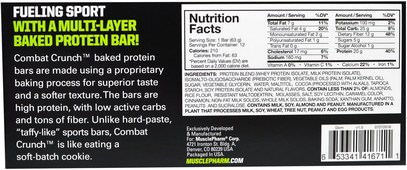 والرياضة، والبروتين أشرطة MusclePharm, Combat Crunch, Smores, 12 Bars, 2.22 oz (63 g) Each