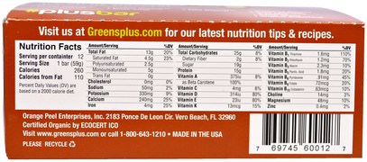 والرياضة، والحانات البروتين، والحانات الغذائية Greens Plus, Plusbar, Protein Chocolate, 12 Bars, 2 oz (59 g) Each