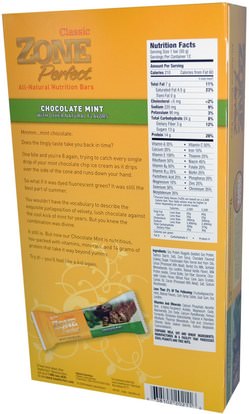 والرياضة، والحانات البروتين، والحانات الغذائية ZonePerfect, Classic, All-Natural Nutrition Bars, Chocolate Mint, 12 Bars, 1.76 oz (50 g) Each)