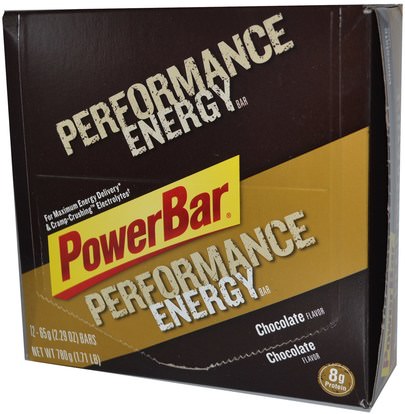 والرياضة، والبروتين أشرطة PowerBar, Performance Energy, Chocolate Flavor, 12 Bars, 2.29 oz (65 g) Each