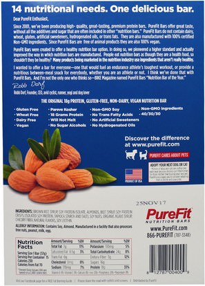والرياضة، والبروتين أشرطة Pure Fit Bars, Premium Nutrition Bars, Almond Crunch, 15 Bars, 2 oz (57 g) Each