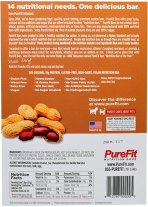 والرياضة، والبروتين أشرطة Pure Fit Bars, Premium Nutrition Bars, Peanut Butter Crunch, 15 Bars, 2 oz (57 g) Each
