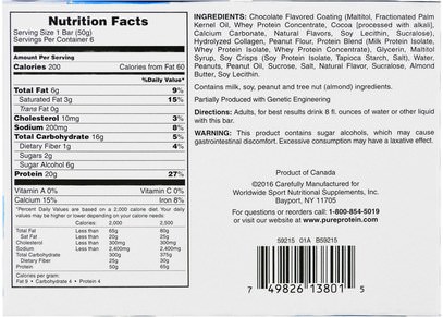 والرياضة، والبروتين أشرطة Pure Protein, Chocolate Peanut Butter Bar, 6 Bars, 1.76 oz (50 g) Each