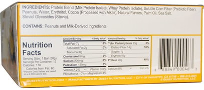 والرياضة، والبروتين أشرطة Quest Nutrition, QuestBar, Protein Bar, Chocolate Peanut Butter, 12 Bars, 2.1 oz (60 g) Each