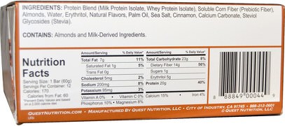 والرياضة، والبروتين أشرطة Quest Nutrition, QuestBar, Protein Bar, Cinnamon Roll, 12 Bars, 2.1 oz (60 g) Each