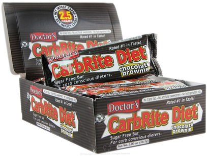 والرياضة، والبروتين أشرطة Universal Nutrition, Doctors CarbRite Diet Bars, Sugar-Free, Chocolate Brownie, 12 Bars, 2 oz (56.7 g) Each