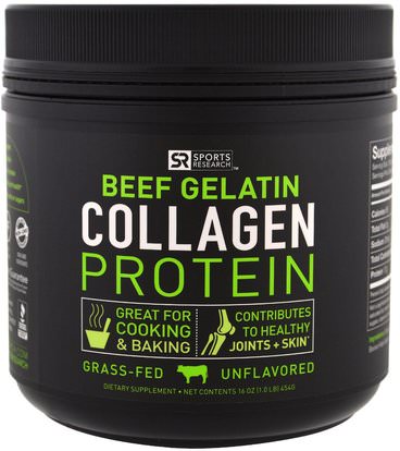 Sports Research, Beef Gelatin Collagen Protein, Unflavored, 16 oz (454 g) ,والرياضة، والرياضة