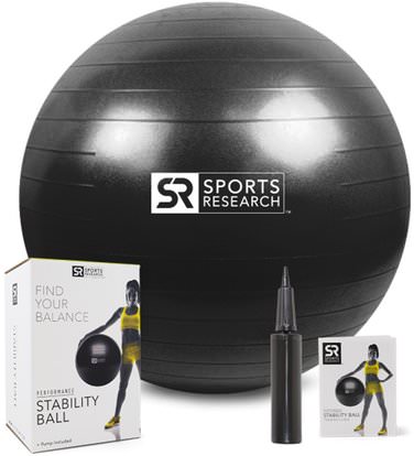 Sports Research, Performance Stability Ball, Black, 1 - 65cm Ball ,الرياضة، المنزل، تجريب / اللياقة البدنية والعتاد
