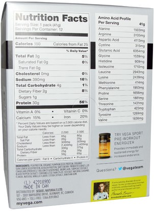والرياضة، والرياضة، والبروتين Vega, Sport Performance Protein Drink Mix, Vanilla Flavor, 12 Packets, 1.45 oz (41 g) Each
