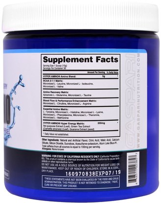 والرياضة، والمكملات الغذائية، والأحماض الأمينية Gaspari Nutrition, HyperAmino, Blue Raspberry, 10.58 oz (300 g)