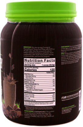 والرياضة، والمكملات الغذائية، والبروتين MusclePharm Natural, Grass-Fed Whey, Natural Whey Protein Drink Mix, Chocolate, 1 lbs (455 g)