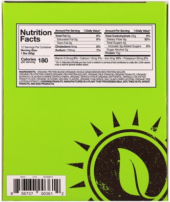 والرياضة، والمكملات الغذائية، والبروتين MusclePharm Natural, Organic Protein Bar, Peanut Butter, 12 Bars, 21.20 oz (600 g)