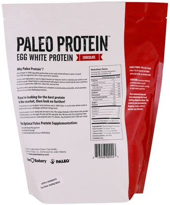 والرياضة، والمكملات الغذائية، والبروتين The Julian Bakery, Paleo Protein, Egg White Protein, Chocolate, 2 lbs (907 g)