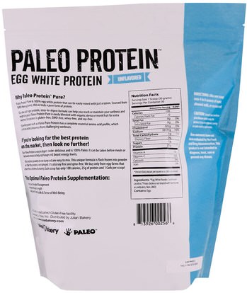 والرياضة، والمكملات الغذائية، والبروتين The Julian Bakery, Paleo Protein, Egg White Protein, Unflavored, 2 lbs (907 g)