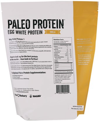 والرياضة، والمكملات الغذائية، والبروتين The Julian Bakery, Paleo Protein, Egg White Protein, Vanilla, 2 lbs (907 g)