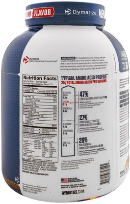 والرياضة، والمكملات الغذائية، بروتين مصل اللبن Dymatize Nutrition, ISO 100 Hydrolyzed, 100% Whey Protein Isolate, Peanut Butter, 5 lb (2.3 kg)