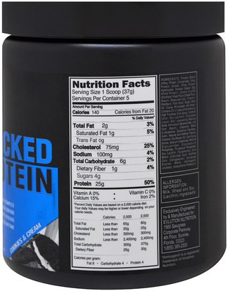 والرياضة، والمكملات الغذائية، بروتين مصل اللبن EVLution Nutrition, Stacked Protein Powder Drink Mix, Cookies & Cream, 6.5 oz (185 g)