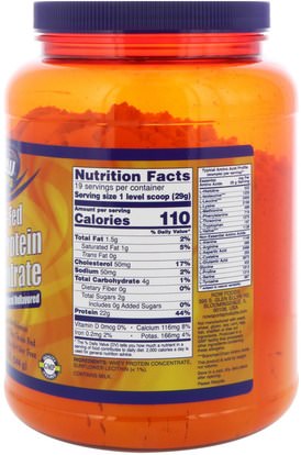 والرياضة، والمكملات الغذائية، بروتين مصل اللبن Now Foods, Grass-Fed Whey Protein Concentrate, Natural Unflavored, 1.2 lbs (544 g)