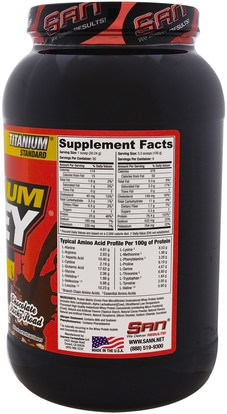 والرياضة، والمكملات الغذائية، بروتين مصل اللبن SAN Nutrition, 100% Pure Titanium Whey, Chocolate Rocky Road, 32 oz (907.2 g)