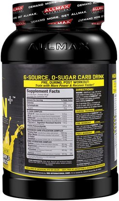 والرياضة، تجريب ALLMAX Nutrition, CARBion+, Maximum Strength Electrolyte + Hydration Energy Drink, Pineapple Mango, 2.46 lbs. (1120 g)