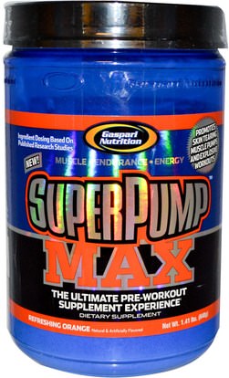 والرياضة، تجريب Gaspari Nutrition, SuperPump Max, The Ultimate Pre-Workout Supplement, Refreshing Orange, 1.41 lbs (640 g)