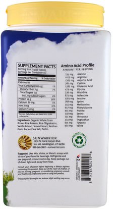 والرياضة، وتجريب، والبروتين Sunwarrior, Classic Protein, Whole Grain Brown Rice, Vanilla, 1.65 lb (750 g)