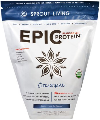 Sprout Living, Epic Protein, Original, 1 kg (1,000 g) ,والمكملات الغذائية، والبروتين