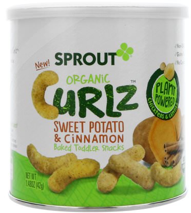 Sprout Organic, Curlz, Sweet Potato & Cinnamon, 1.48 oz (42 g) ,صحة الطفل، تغذية الطفل