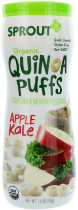 Sprout Organic, Quinoa Puffs, Apple Kale, 1.5 oz (43 g) ,صحة الطفل، تغذية الطفل