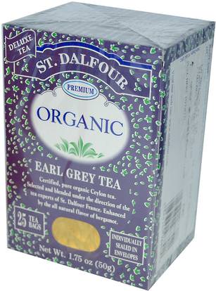 St. Dalfour, Organic, Earl Grey Tea, 25 Tea Bags, 1.75 oz (50 g) ,الغذاء، الشاي العشبية، إيرل الشاي الرمادي