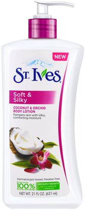 St. Ives, Body Lotion, Soft & Silky, Coconut & Orchid, 21 fl oz (621 ml) ,حمام، الجمال، غسول الجسم
