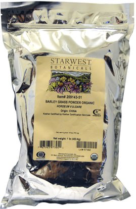 Starwest Botanicals, Barley Grass Powder, Organic, 1 lb (453.6 g) ,المكملات الغذائية، سوبرفوودس، العشب الشعير