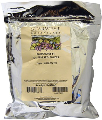 Starwest Botanicals, Fullers Earth Powder, 1 lb (453.6 g) ,الجمال، أقنعة الوجه، أقنعة الطين، الصحة، ديتوكس، كلاي