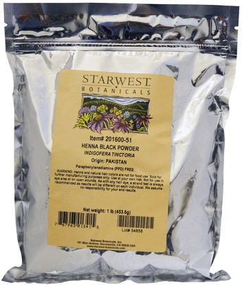 Starwest Botanicals, Henna Black Powder, 1 lb (453.6 g) ,حمام، الجمال، الشعر، فروة الرأس، لون الشعر، العناية بالشعر