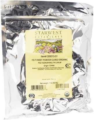 Starwest Botanicals, Organic, Fo-Ti Root Powder Cured, 1 lb (453.6 g) ,حمام، الجمال، الشعر، فروة الرأس، فو تي (انه شو وو)