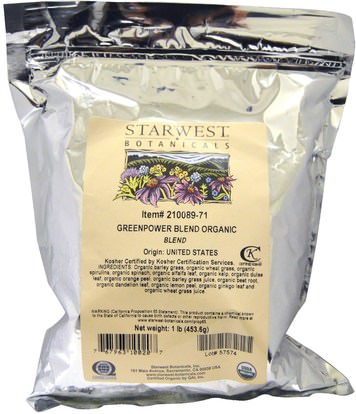 Starwest Botanicals, Organic Greenpower Blend, 1 lb (453.6 g) ,المكملات الغذائية، سوبرفوودس، الخضر