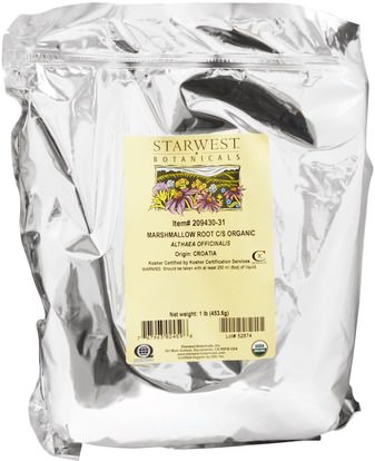 Starwest Botanicals, Organic Marshmallow Root C/S, 1 lb (453.6 g) ,الأعشاب، الجذر الخطمي
