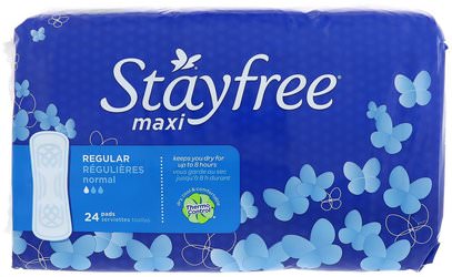 Stayfree, Maxi, Regular, 24 Pads ,الصحة، المرأة