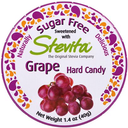 Stevita, Grape Hard Candy, Sugar Free, 1.4 oz (40 g) ,الطعام، الوجبات الخفيفة، الحلوى