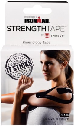 Strengthtape, Kinesiology Tape, Black, 20 Precut Strips ,رياضات