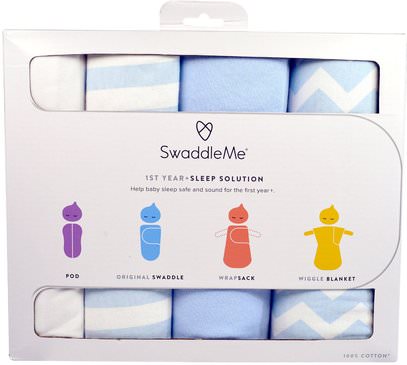 Summer Infant, Swaddle Me, 1st Year + Sleep Solution, Blue, 4 Piece Set ,الأطفال الصحة، الطفل، الأطفال، الطفل والاطفال المنتجات