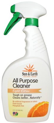 Sun & Earth, All Purpose Cleaner, Light Citrus, 22 fl oz (650 ml) ,وصحة الأطفال، وتنظيف الأطفال والرضع، والمنظفات المنزلية