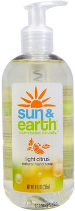Sun & Earth, Natural Hand Soap, Light Citrus, 8 fl oz (236 ml) ,حمام، الجمال، الصابون