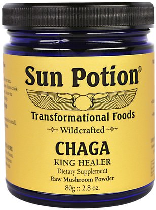 Sun Potion, Chaga Wild Mushroom Powder, Wildcrafted, 2.8 oz (80 g) ,والمكملات الغذائية، والفطر الطبية، والفطر تشاغا