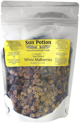 Sun Potion, Organic Sun-Dried Turkish White Mulberries, 0.55 lb (250 g) ,الطعام، الفاكهة المجفوفة، التوت
