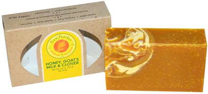 Sunfeather Soaps, Honey, Goats Milk & Clover Bar Soap, 4.3 oz (121 g) ,حمام، الجمال، الصابون