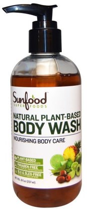 Sunfood, Natural Plant-Based Body Wash, 8 fl oz (237 ml) ,حمام، الجمال، هلام الاستحمام