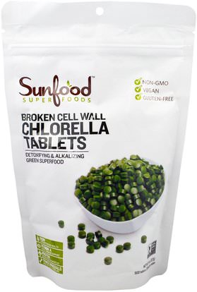 Sunfood, Nutrient-Rich Chlorella Tablets, 250 mg, 900 Tablets, 8 oz (227 g) ,المكملات الغذائية، سوبرفوودس، كلوريلا