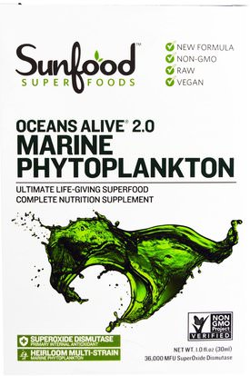 Sunfood, Oceans Alive 2.0 Marine Phytoplankton, 1 fl oz (30 ml) ,المكملات الغذائية، سوبرفوودس، العوالق النباتية البحرية
