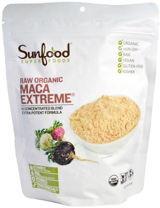 Sunfood, Raw Organic Maca Extreme, 8 oz (227 g) ,المكملات الغذائية، أدابتوغين، الرجال، ماكا